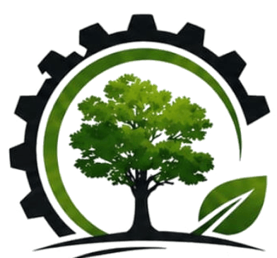 Sky-Arb logo: a tree and leaf inside a gear ring